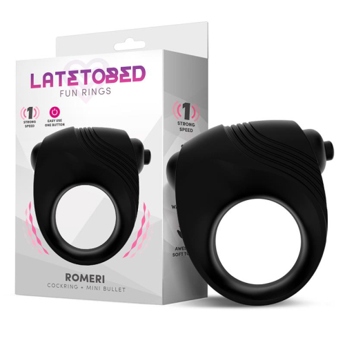 Romeri Anel + Bala Vibradora Silicone Preto