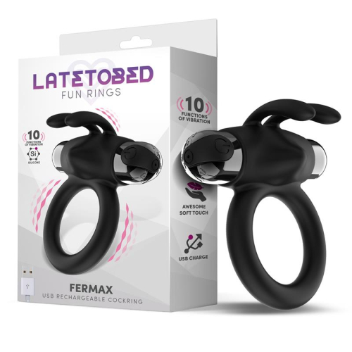 Fermax Anel Vibrador com Coelhinho USB Silicone Preto