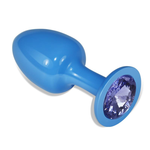 Plug Anal de Metal Azul Rosebud com Joya Azul