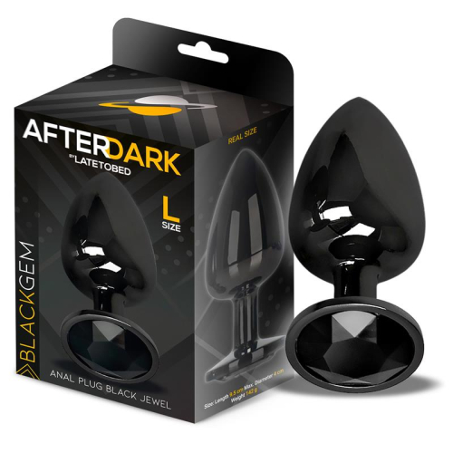 Blackgem Plug Anal Metálico com Joya Preto Tamanho L