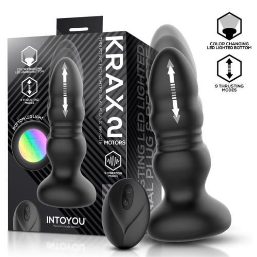 Krax Plug Anal com Vibração,Thrusting y Luz Led com Control Remoto