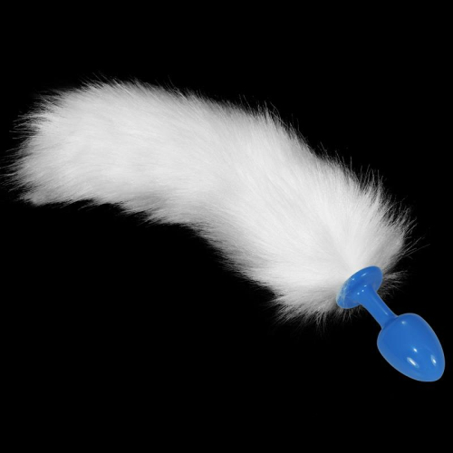 Plug Anal de Metal Azul com Cola Blanca