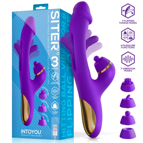 Siter 2.0 Vibrador com Língua Flapping,Golpeteo e Cabeças Intercambiables