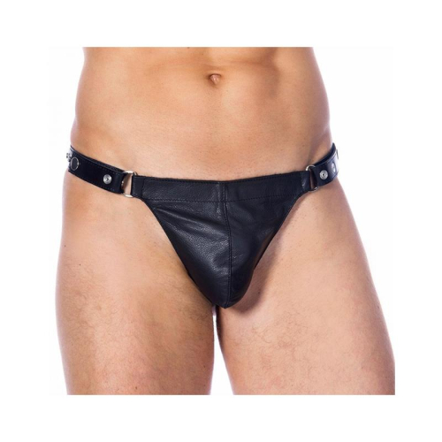 Tanga de Couro Ajustável Cor NEgro