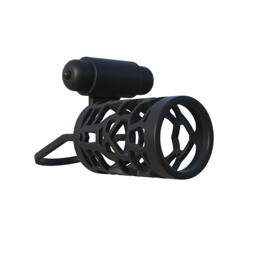 Fantasy C-Ringz Jaula Vibradora de Silicone para o Pénis Cor Preto