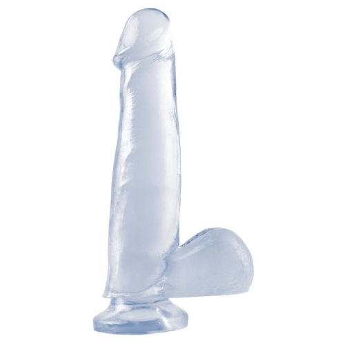 Dildo com Testículos y Otário - Transparente 19 cm