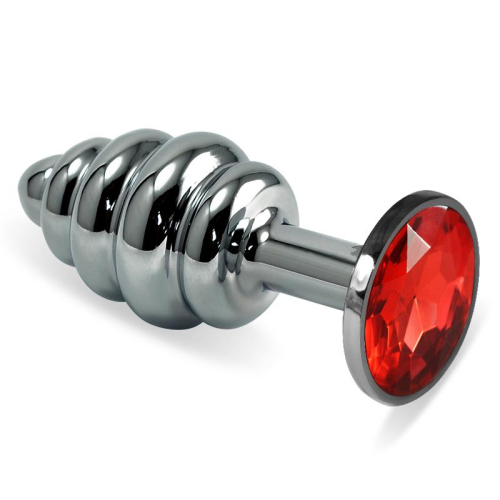 Plug Anal en Espiral Rosebud com Joya Vermelho