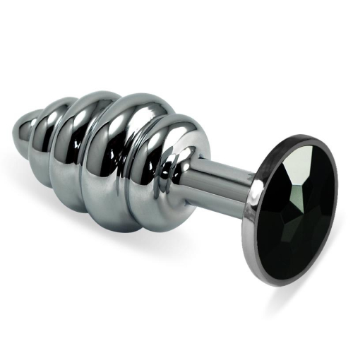 Plug Anal en Espiral Rosebud com Joya Preto