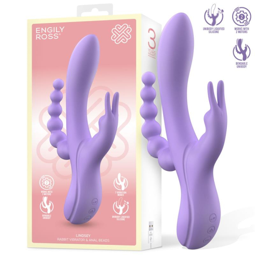 Lindsae Vibrador com Cadena Anal Silicone Líquida Unibode Flexible 2 Motores