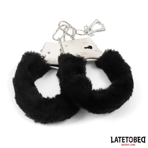 Algemas de Metal Furry com Pelo Preto