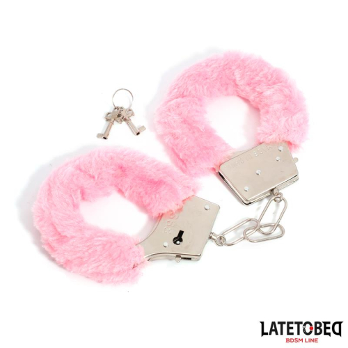 Algemas de Metal Furry com Pelo Rosa