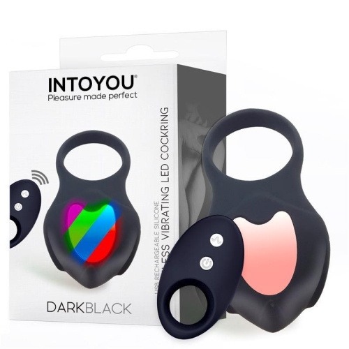 Darkblack Anel Vibrador com Led Control Remoto USB Silicone