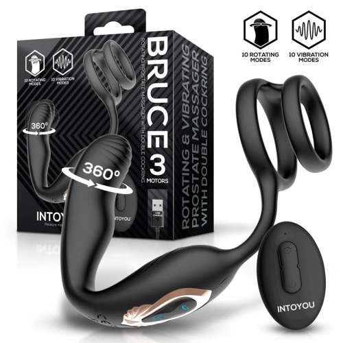 Bruce Massajador Prostático 360º y Duplo Anel com Vibração
