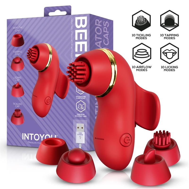 Beene Estimulador com 4 Cabeças,Sucção,Tapping,Tickling e Licking