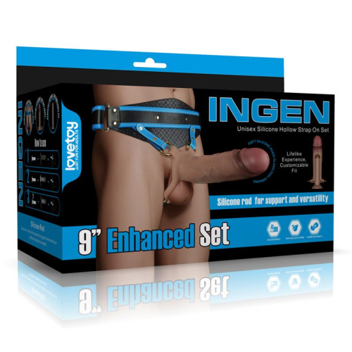 Ingen Arnés Ajustabe com Dildo oco 9 Enhanced Set XS/S/M