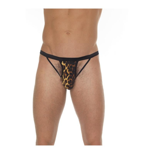 Tanga com Tiras Preto y Leopardo Tamanho Único