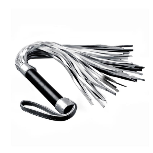 Flogger Couro Sintético Plateado y Preto