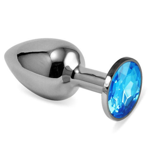 Plug Anal Prata Rosebud Classic com Joya Azul Tamanho S