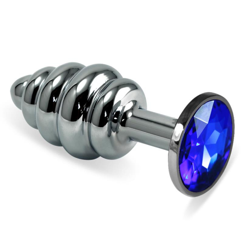 Plug Anal en Espiral Rosebud com Joya Azul Oscuro