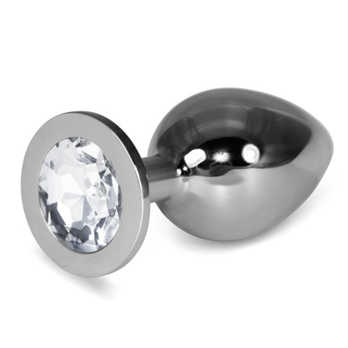 Plug Anal Metal RoseBud Classic com Joya Transparente Tamanho L