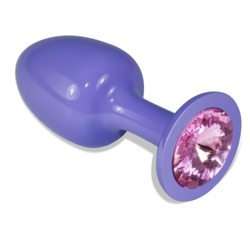 Plug Anal de Metal Púrpura Rosebud com Joya Rosa