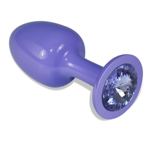 Plug Anal de Metal Púrpura Rosebud com Joya Azul