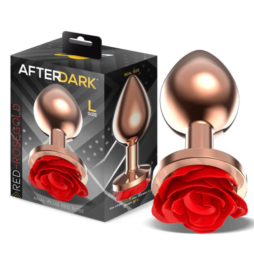 Rose Plug Anal Oro Rosa Base de Rosa Roja Tamanho L