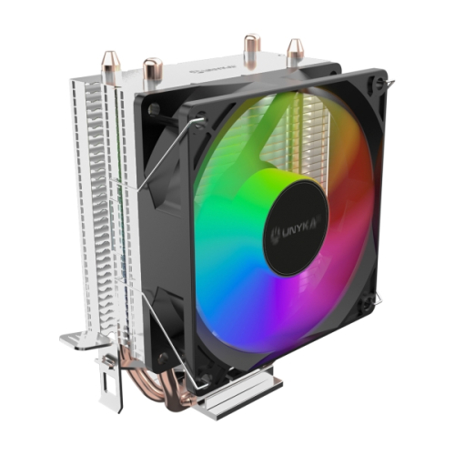 Cooler CPU Unykach Unycool H21 ARGB - Universal para várias tomadas - Ventoinha de 90 mm - Iluminação ARGB - Preto