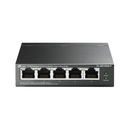 TP-LINK TL-SG1005LP 5-Port Gigabit Desktop Steel Case Switch with 4-Port PoE+ 40W PoE budget