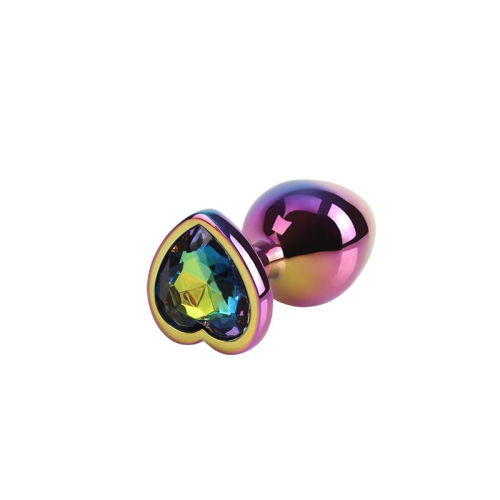 Rainbow Heart Plug Anal com Jóia na Base Tamanho M