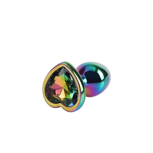 Rainbow Heart Plug Anal com Jóia na Base Tamanho S