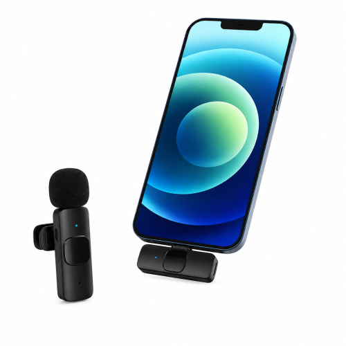 Microfone Sem Fios Hitozon K60 USB-C para Smartphone e Câmara Preto 1 Receptor 1 Microfone