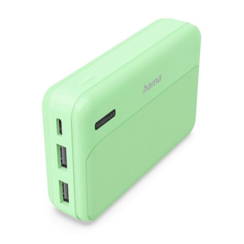 Bateria Externa Hama Power Pack Pocket 10 de 10000mAh - Compacta - 1x USB-C e 2x USB-A - Verde