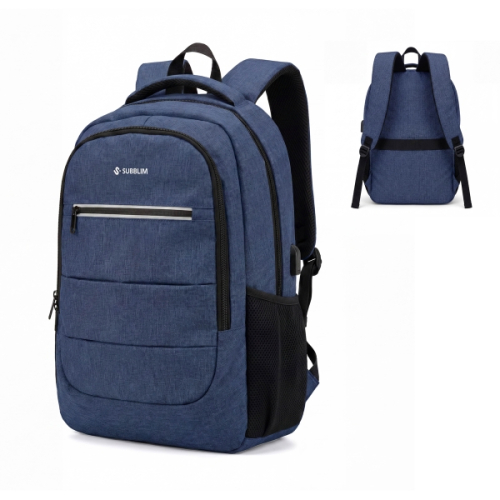 Subblim City Plus Mochila para Portátil 16"- Capacidad 26L - Resistente al agua - Puerto USB-C - Bolsillo Reflectante - Color Azul