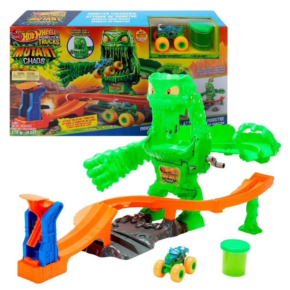 Pista carros Caos del Monstruo Mutante Hot Wheels Monster Trucks