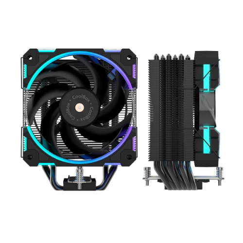 Dissipador de calor Coolbox H6 Ring ARGB Multi-Socket - 6 Heatpipes - TDP de 240W - Ventoinha de 120mm - Velocidade máxima de 2000rpm - Iluminação ARG