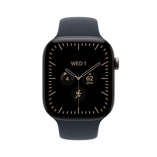 Apple Watch Series 12 Gps + Cellular 46mm Natural Titanium Case With Navy Blue Sport Band - S/M