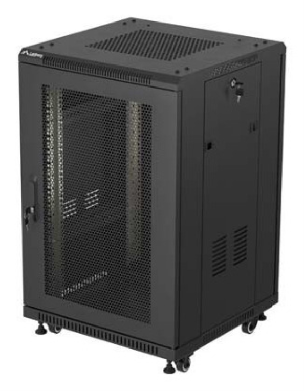 ARMARIO RACK LANBERG DE CHÃO 19"18U 600X600 PORTA PERFURADA FLAT PACK PRETO