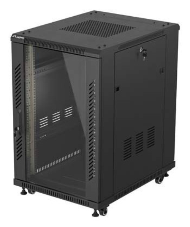 ARMARIO RACK LANBERG DE CHÃO 19"18U 600X800 PORTA DE VIDRO FLAT PACK PRETO