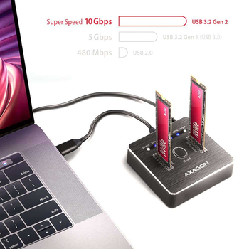 Axagon ADSA-M2C. Duplicadora 2x NVMe M.2 USB-C 3.2.