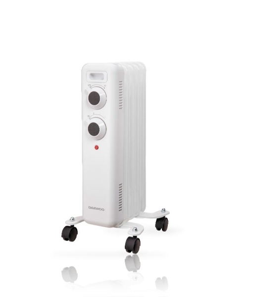Radiador de óleo Daewoo DW9501 - Potência de 1000 W - 5 elementos - Branco