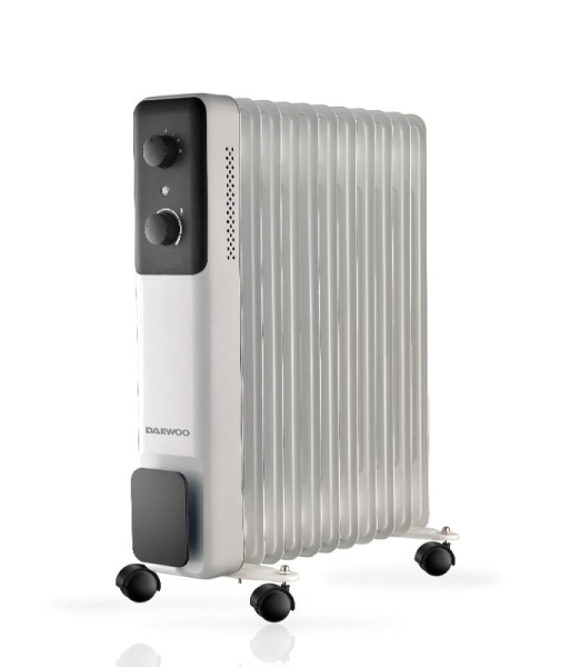Radiador de óleo Daewoo DW9507 - Potência de 2500 W - 11 elementos - Branco e Preto