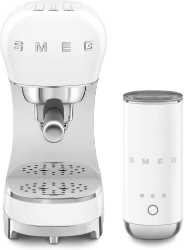 SMEG ESPRESSO COFFEE MACHINE 50'STYLE WHITE ECF12WHEU + MFF02