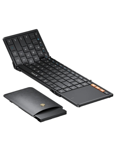 Teclado portátil dobrável em três partes ProtoArc XK01-TP - Bluetooth - Com touchpad - Liga até 3 dispositivos - Preto