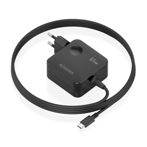 Carregador Aisens GAN 65W PD3.0 com 1 cabo USB-C de 1,5 m - Preto