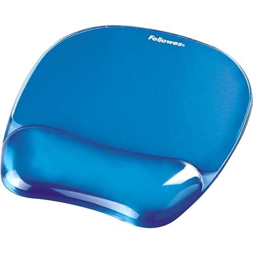 Tapete de Rato Fellowes Crystal Gel para Apoio de Pulso - Resistente a Manchas - 20x23cm - Azul