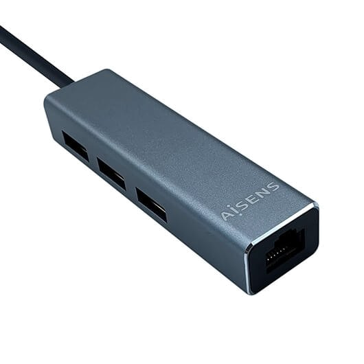 HUB 3 PORTAS USB 3.2 + RJ-45 AISENS TYPE-A GRIS