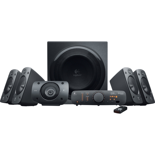 Colunas Logitech Z906 5.1 THX 1000 W - Subwoofer de 165 W - Dolby e DTS - Comando - Preto