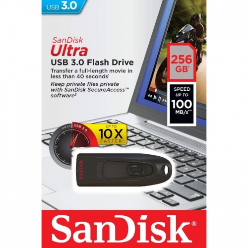 SanDisk Ultra 256GB USB 3.0 Preto