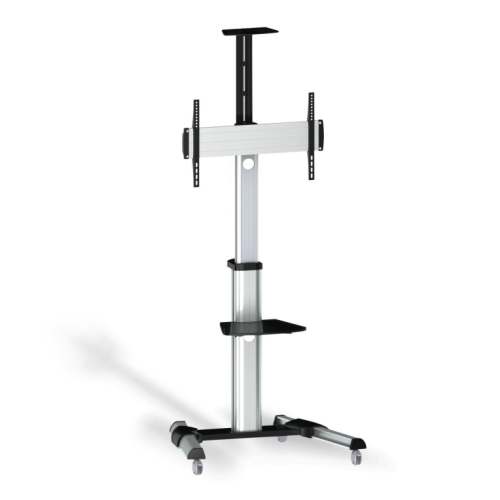 Suporte de chão Aisens Eco com rodas - Bandeja de DVD e suporte para câmara (TV de 37” a 70”) - Prateado